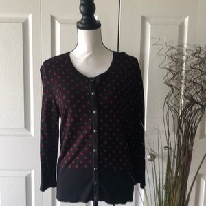 White House Black Market Polkadot Cardigan Large